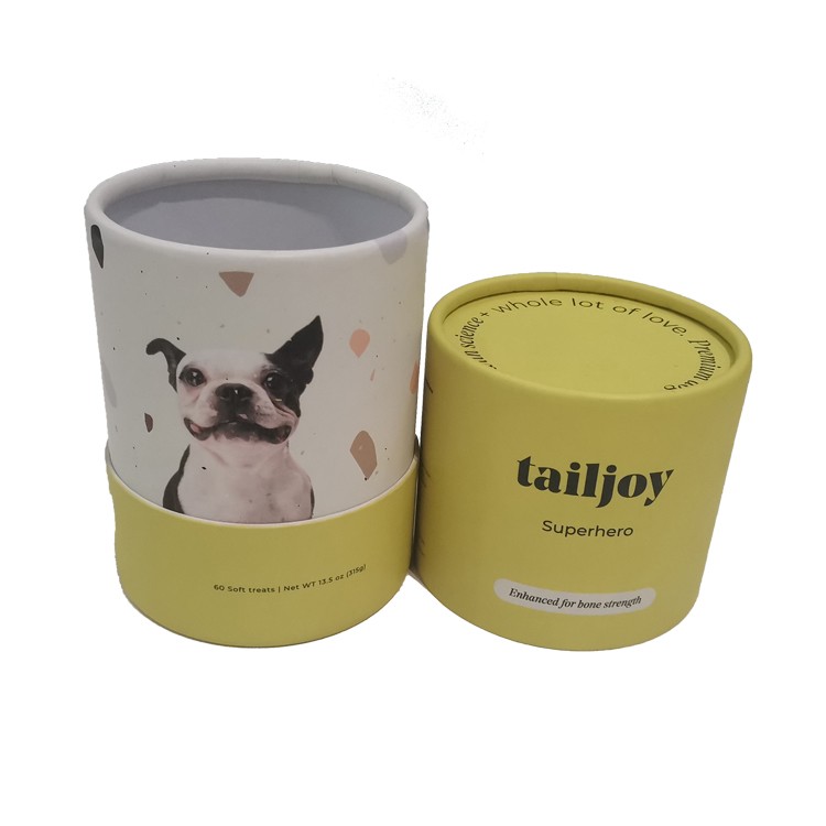 Custom Logo Biodegradable Paper Container Cylinder Packaging Round Box Paper Tube For Pet Dog Food