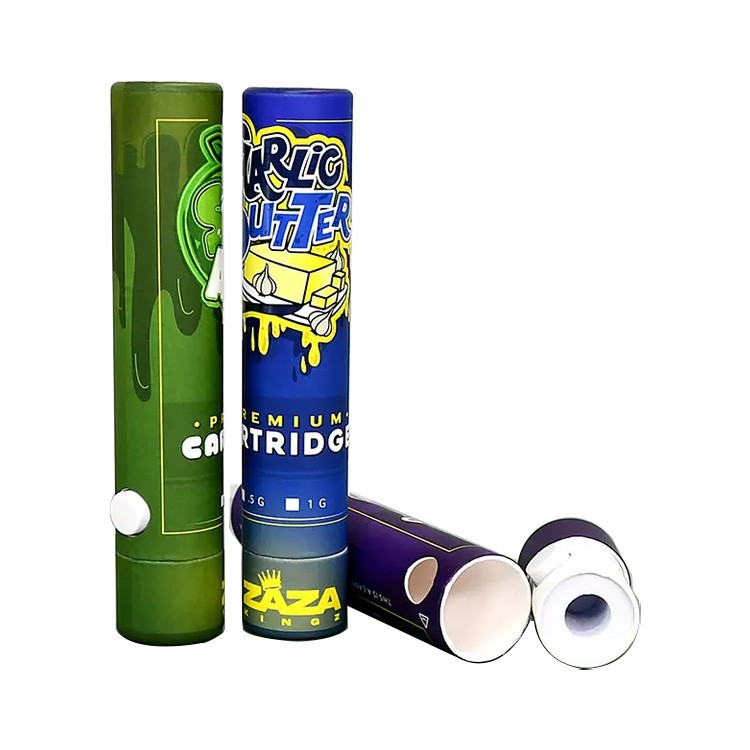 Compliant Child Resistant Cardboard Tubes for Cannabis Vape Carts